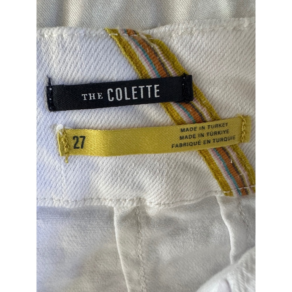 Maeve Anthropologie The Colette Wide Leg Crop Pants White 27 High Rise Utility - Picture 4 of 10